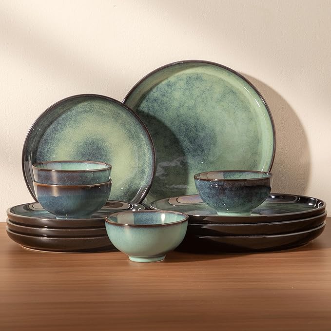 Dinnerware sets plates and bowls sets modern plates,Ceramic Dinnerware Sets,12 Pieces Porcelain Lightweight Plates,Scratch Resistant Dish Set (style - 7, 4 - Set (12pcs))