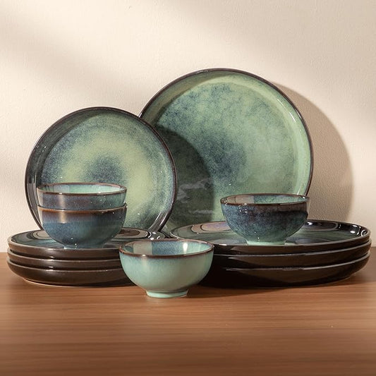 Dinnerware sets plates and bowls sets modern plates,Ceramic Dinnerware Sets,12 Pieces Porcelain Lightweight Plates,Scratch Resistant Dish Set (style - 7, 4 - Set (12pcs))