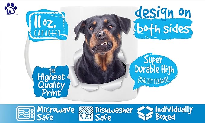 Funny Rottweiler Coffee Mug - Ceramic Dog Coffee Mug - Perfect Rottweiler Gifts for Dog Lovers - Cute Rottweiler Home Decor for Rottie Mom - Great Birthday or Christmas Surprise for Dog Owner