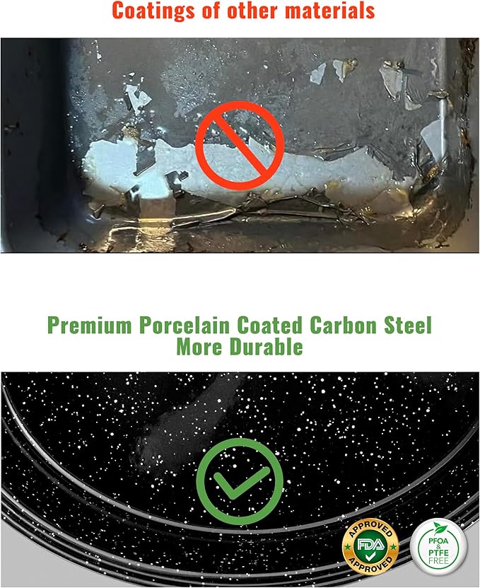 Roasting Pan with Lid & Rack 18 Inch Extra Large Deep Oven Baking Pot, Enamel Granite NonStick Oval Carbon Steel Potato Roaster Pot for Turkey Chicken Ham Steak NonToxic Perfect for Christmas Gift