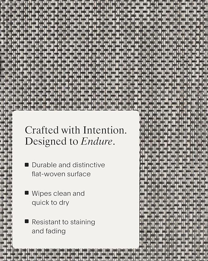 Chilewich Basketweave Placemats in Oyster - Set of 4 - Easy Care Woven Tabletop Textiles - Indoor/Outdoor - 19" x 14" Rectangle