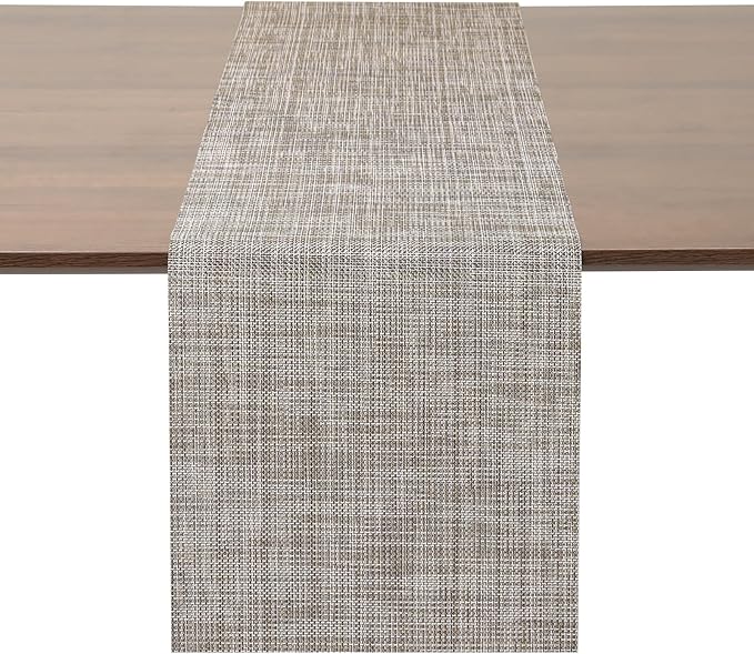 Myir JUN Table Runner, Vinyl Table Runner Indoor 55 Inch Long Arbitrarily Cropped Runner for Table Heatproof for Home Party (Caramel, 12 x 55 inch)