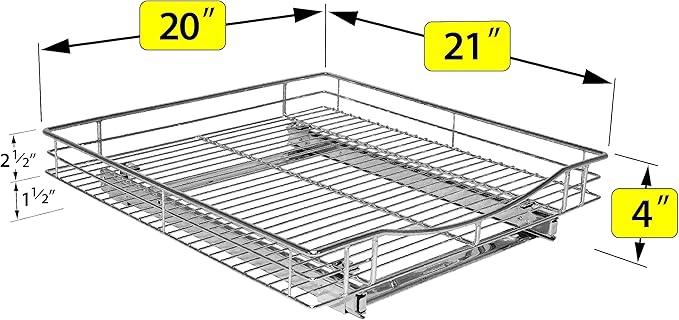 LYNK PROFESSIONAL짰 Pull Out Cabinet Organizer, 20" x 21" Slide Out Drawers for Kitchen Cabinets - Sliding Pull-Out Pantry Shelves ??Home Shelf Organizers - Lifetime Ltd. Warranty, Chrome