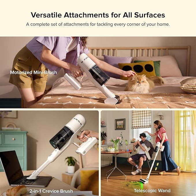 roborock H60 Hub Cordless Stick Vacuum Cleaner with Auto-Empty Dock, 115AW Suction for Carpets and Hard Floors, Vacuum Cleaners with 60-Min Runtime, Anti-Tangle Brush, 140째 Green LED Dust Detection