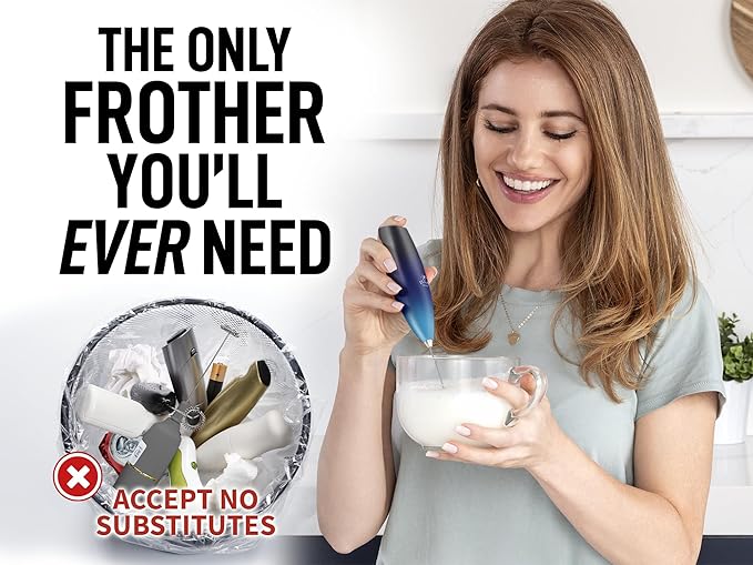 Zulay Kitchen Milk Frother Handheld Electric Whisk with AA Duracell Batteries ??Durable Drink Mixer for Coffee, Lattes, Cappuccinos & More - Deep Sea