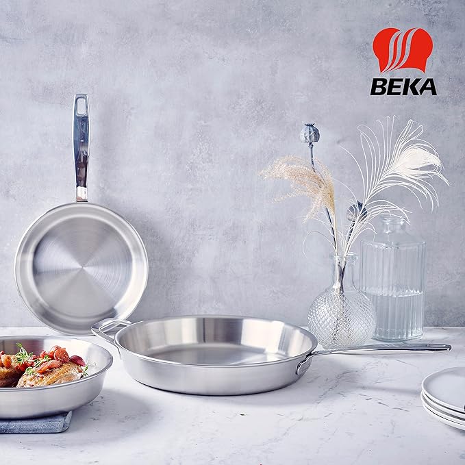 Beka Maestro 11" 5-Ply Stainless Steel Frying Pan ??Dishwasher & Oven Safe, No Hot Spots and Stay-Cool Handle