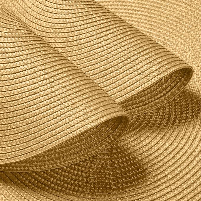 FunWheat Round Braided Placemats Set of 4 Table Mats for Dining Tables Woven Washable Non-Slip Place mats 15 inch(Pumpkin Yellow,4pcs)