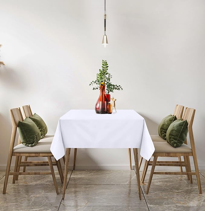 Utopia Kitchen Square Table Cloth 2 Pack(54x54 Inches, White), Tablecloth Machine Washable, Polyester Table Cover for Dining, Buffet Parties, Picnics, Events, Weddings and Restaurants