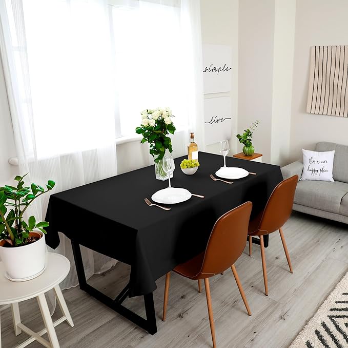 Utopia Kitchen Rectangle Table Cloth 1 Pack(90x132 Inches, Black), Tablecloth Machine Washable, Polyester Table Cover for Dining, Buffet Parties, Picnics, Events, Weddings and Restaurants