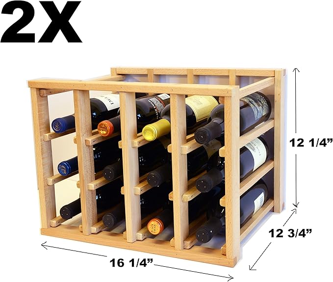 sfDisplay.com,LLC. 24 Bottle Modular Stackable Wine Rack Stack As Many Sets Together (1 Set = 24 Bottle Capacity)