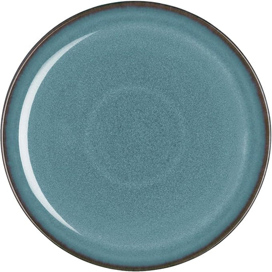 Denby - Azure Coupe Medium Plate - 8.25in Single Dinner, Lunch, Salad Plates For Everyday Use - Blue Ceramic Stoneware Tableware - Dishwasher & Microwave Safe - Scratch & Chip Resistant