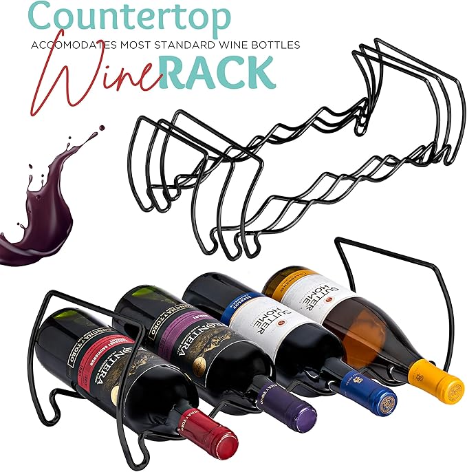 Sorbus 6-Tier Stackable Wine Rack - Classic Style Wine Racks for Bottles - Perfect for Bar, Wine Cellar, Basement, Cabinet, Pantry, etc - Hold 24 Bottles, Metal (Black)