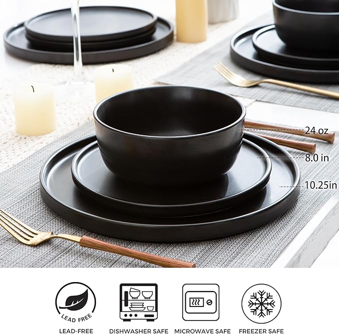 AmorArc Stoneware Dinnerware Sets for 6,Reactive Ceramic Plates and Bowls Set,Highly Chip and Crack Resistant | Dishwasher & Microwave Safe | Round Dishes Set Service for 6 (18pc)