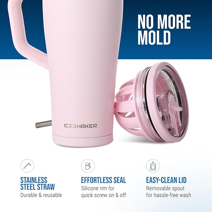 Ice Shaker 32 oz Tumbler with Handle and Straw | 32oz Oakley | Cold for 30+ Hours | 2-in-1 Tumbler Shaker Bottle | Odor-Free 32 ounce Bottle for Water, Protein Shakes, Smoothies, Cocktails