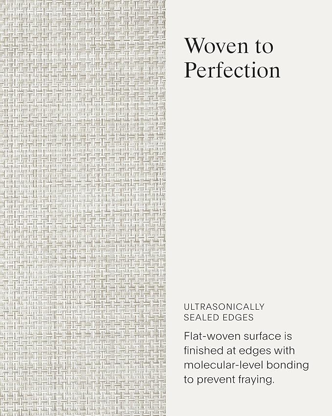 Chilewich Basketweave Placemats in Natural - Set of 4 - Easy Care Woven Tabletop Textiles - Indoor/Outdoor - 19" x 14" Rectangle