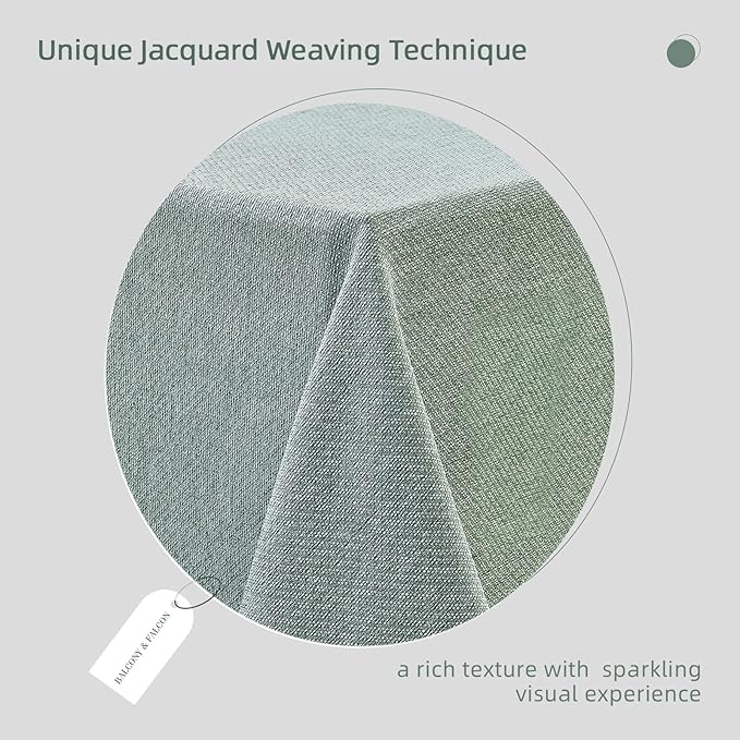 BALCONY & FALCON Rectangle Tablecloth Jacquard Style Water Resistant Table Cover for Dining Kitchen Cafe Parties Easter Spring Summer and Outdoor Use (Sage Green, 57 x 118 inch)