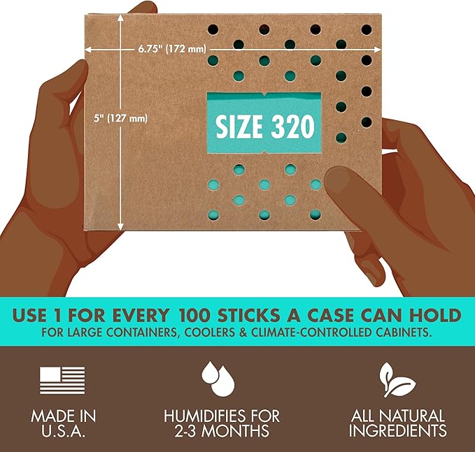 Boveda 65% Two-Way Humidity Control Pack For Aging & Long-Term Storage in Large Plastic & Wood Boxes ??Size 320 ??Single ??Moisture Absorber ??Humidifier Pack ??Individually Wrapped Hydration Packet