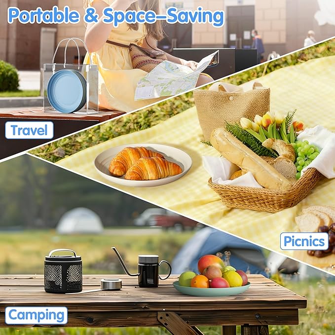 Quatish 10 PCS Unbreakable Reusable Plastic Plates,10 inch Dishwasher & Microwave Safe Dinner Plate, Easy-to-Clean Lightweight,Portable for Kitchen & Picnics Wheat Straw Plates（Blue）
