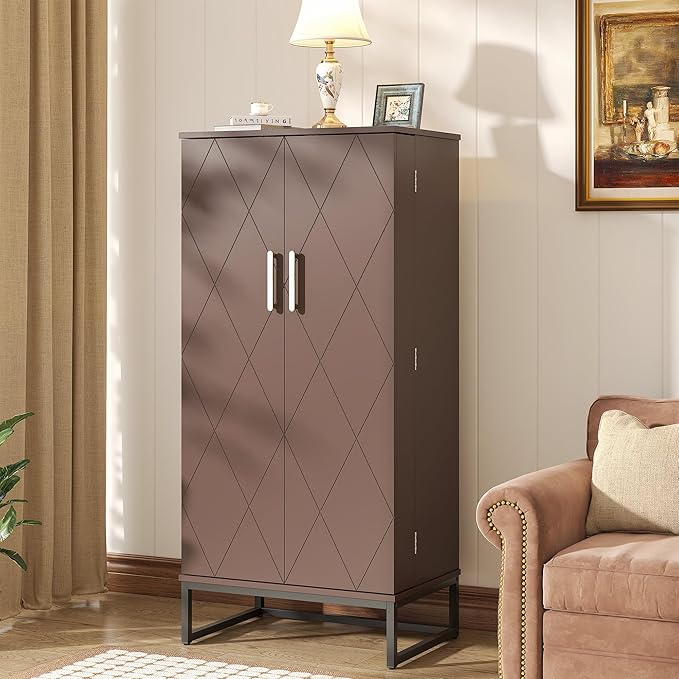51??Pantry Cabinets, Freestanding Kitchen Pantry Storage Cabinet with Adjustable Shelves, Buffet Cupboards Storage Cabinet for Home Office Use (Brown)