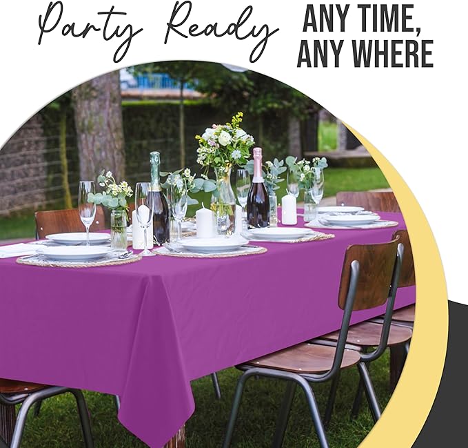 Exquisite 66% Thicker Premium Plastic Table Cloth Rectangle Table Cover 0.5 Mil 24 Pack Magenta Table Cloth 54 Inch x 108 Inch Disposable Tablecloth Won't Tear Easily Like Cheap Thin Brands