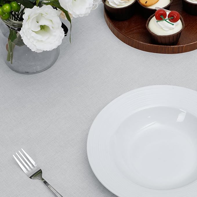 Easy-Going Faux Linen Waterproof Spill-Proof Tablecloth Stain Resistant Round Table Cloth Wrinkle Free Decorative Fabric for Kitchen, Dining, Party, Weddings, Restaurants (60 in-Round, Grey)