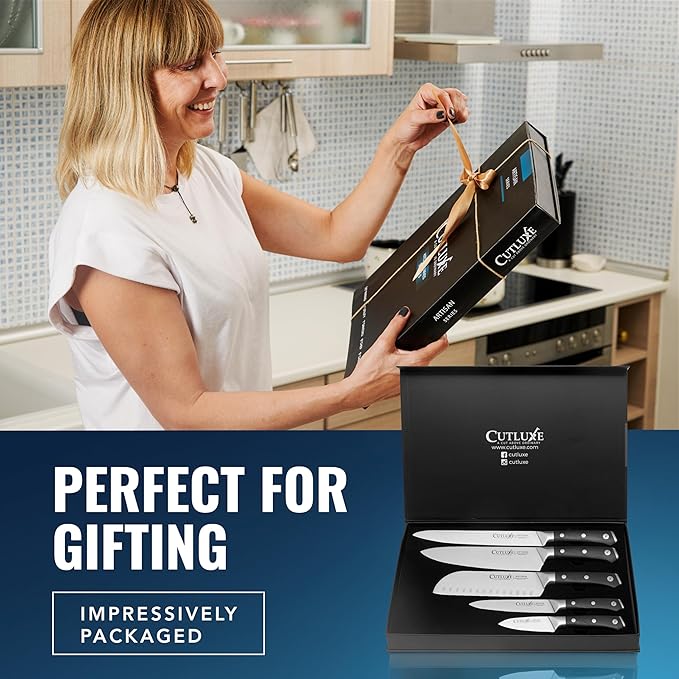 Cutluxe Kitchen Knives, 5 Pcs Chef's Knife Set ??Razor Sharp German Steel, Full Tang, Ergonomic Handles ??Artisan Series