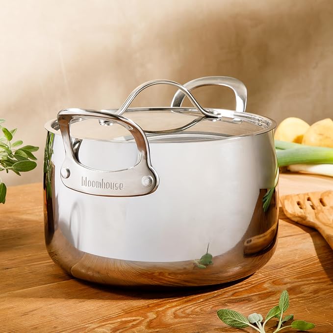 Bloomhouse - Two Time Oprah's Favorite Things Winner - 8 Quart Tri-Ply Stainless Steel Stock Pot with Lid ??Dutch Oven, Oven Safe, Dishwasher Safe