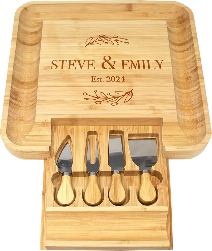 Personalized Cheese Board, Custom Bamboo Engraved Customized Gifts Bridal Shower Gifts Perfect for Personalized Wedding