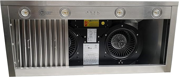 CT Copper Tailor Copper Vent Hood Island Mount,48'' W,36''H, 1150 CFM Exhaust Fan,Stainless Steel Vent,LED Light,Dishwasher-Safe Baffle Filters,Heavy Hammered-Medium Patina,VH3A