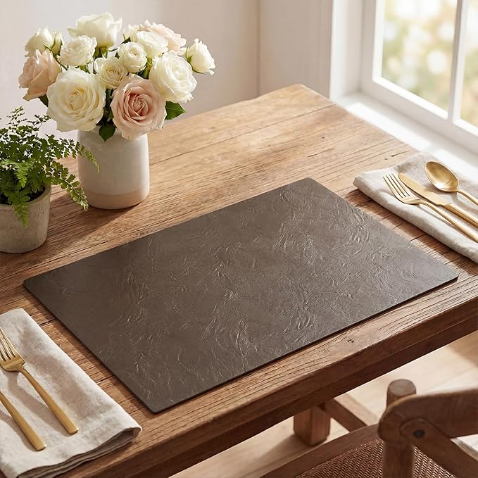 Artoid Mode Coffee Faux Leather Placemats Set of 4, 12x18 Inch Waterproof Wipeable Heat Resistant Place Mats, Reversible Table Mats for Kitchen Dining Decor