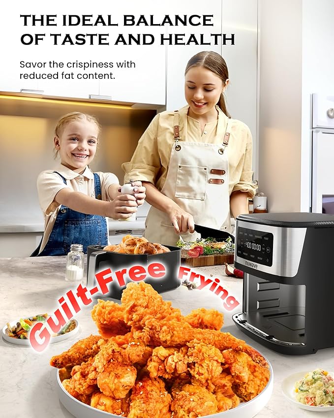 Nuwave Brio Plus 6-in-1 Air Fryer, 7-Qt Large Capacity, 50°F??00°F Precise Temp Control, Non-Toxic PFAS-Free Nonstick, Air Fry, Bake, Roast, Toast, Dehydrate, Reheat, 100 Presets, Dishwasher Safe