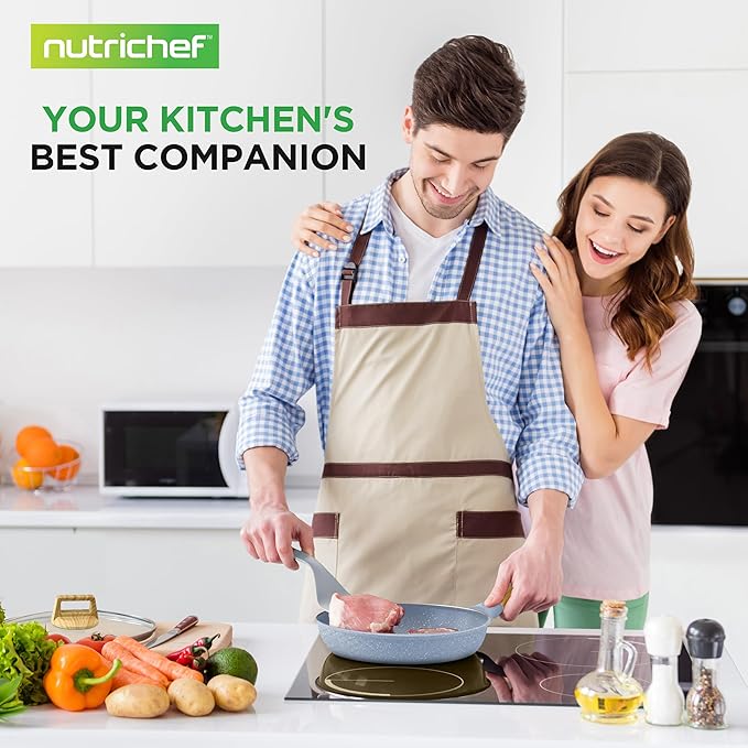 NutriChef 22?멠iece Non?멣tick Ceramic Pots and Pans Set ??For All Cooktops Including Induction ??PTFE & PFAS Free, Includes Bakeware & Utensils
