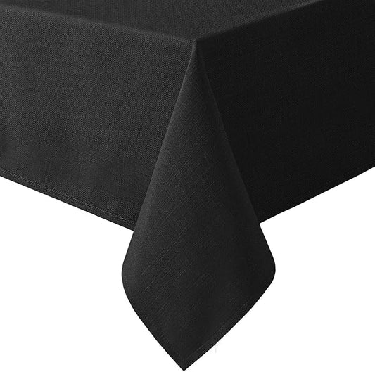 H.VERSAILTEX Linen Textured Table Cloths 54 x 80 Inch Premium Solid Tablecloth Spill-Proof Waterproof Table Cover for Dining Buffet Feature Extra Soft and Thick Fabric Wrinkle Free, Black