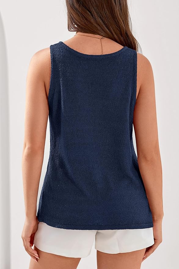 PRETTYGARDEN Women Summer Tank Tops 2026 Basic Sleeveless V Neck Lightweight Knit Beach Vacation Clothes Going Out Top