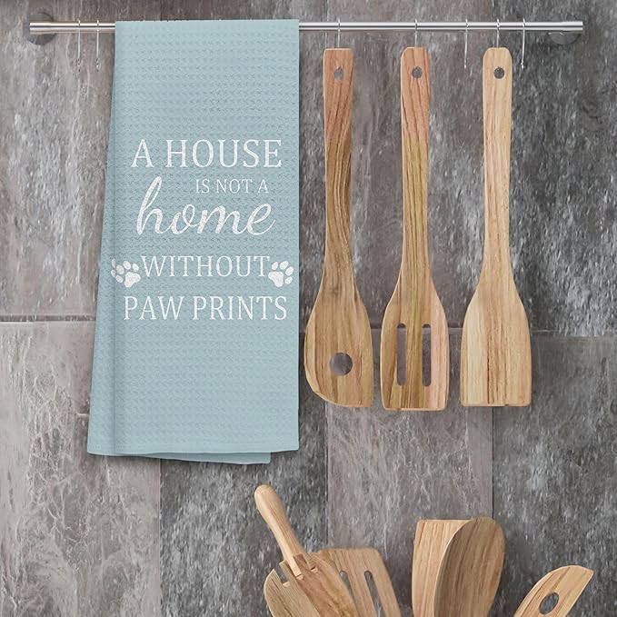 TNUW Dog Kitchen Towels 16?냉?4?? Dog Decorations for The Home,A House is Not A Home Without Paw Prints Soft and Absorbent Kitchen Tea Towel Dish Towels Hand Towels, Dog Lovers Gifts for Women(Blue 1)