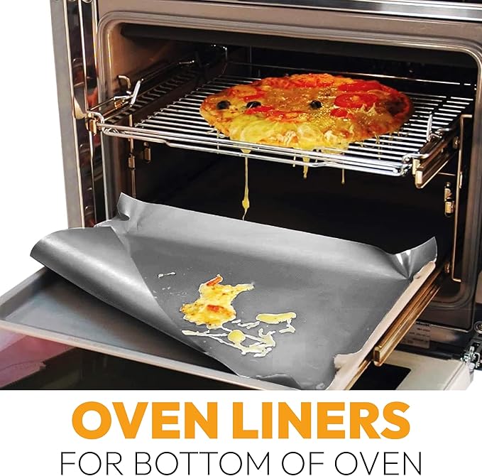 Silver Teflon Liner Roll for Ovens, Stovetops & Grills (75??x 17?? - Cut to Custom Fit - Versatile Non-Stick Teflon Mat, Can Use As Oven Liner, Grill Mat, Stovetop Cover, Baking Sheet, etc.