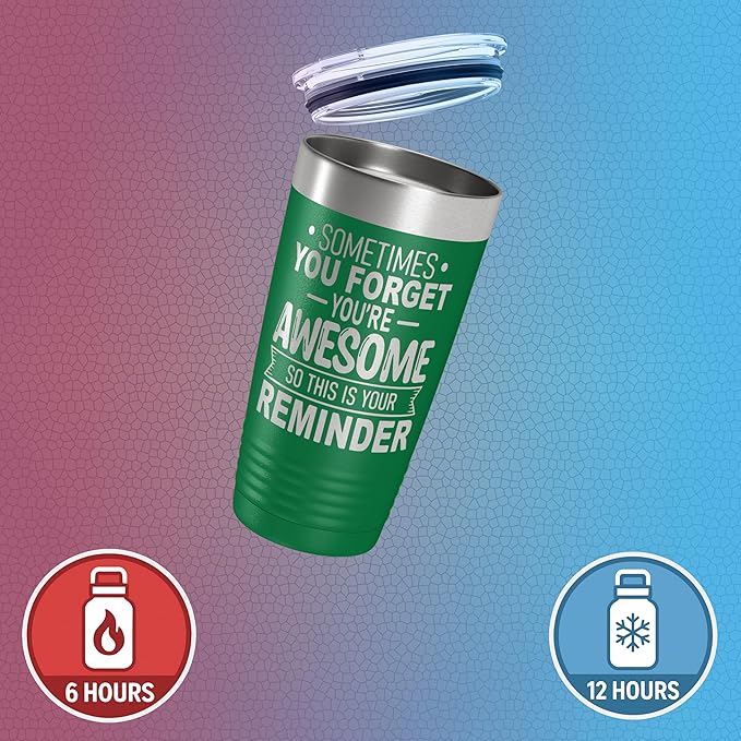 Spotted Dog Company Inspirational Tumbler, Inspirational Gifts for Men Dad Father Wife Sister Women, Birthday For Him Her, You?셱e Awesome Tumbler, Teacher Coworker Gifts 20oz Green