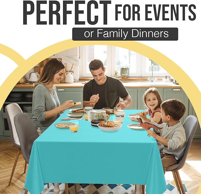 Exquisite 66% Thicker Premium Plastic Table Cloth Rectangle Table Cover 0.5 Mil 24 Pack Aqua Table Cloth 54 Inch x 108 Inch Disposable Tablecloth Won't Tear Easily Like Cheap Thin Brands