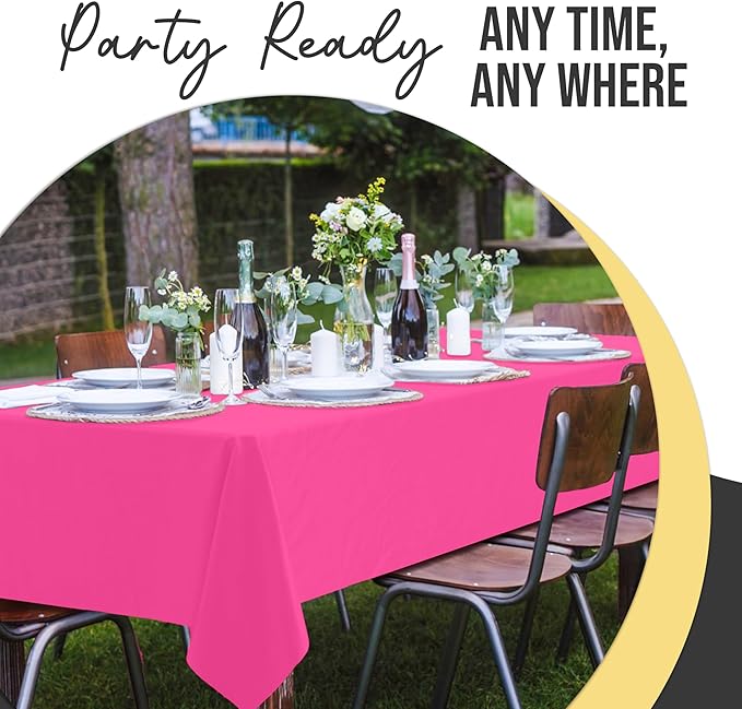 Exquisite 66% Thicker Premium Plastic Table Cloth Rectangle Table Cover 0.5 Mil 24 Pack Cerise Table Cloth 54 Inch x 108 Inch Disposable Tablecloth Won't Tear Easily Like Cheap Thin Brands