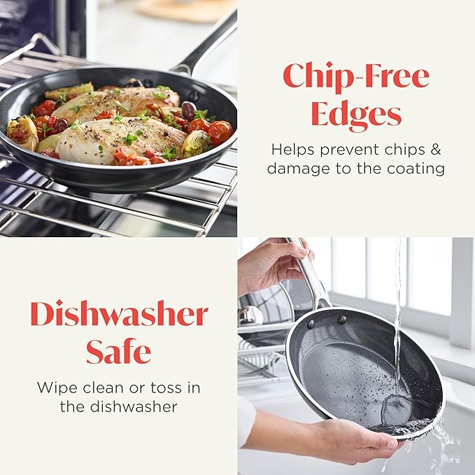 Orfeo 9.5??Nonstick Frying Pan, Made in Italy, Diamond Ceramic PFAS-Free Cookware, Induction Ready, Scratch Resistant, Laser-Fused Surface for Durability, Dishwasher Safe, Black