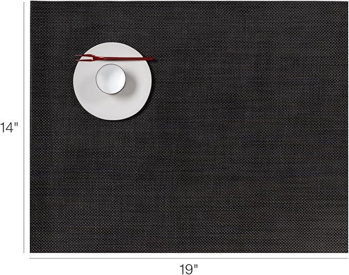 Chilewich Mini Basketweave Placemats in Espresso - Set of 4 - Easy Care Woven Tabletop Textiles - Indoor/Outdoor - 19" x 14" Rectangle