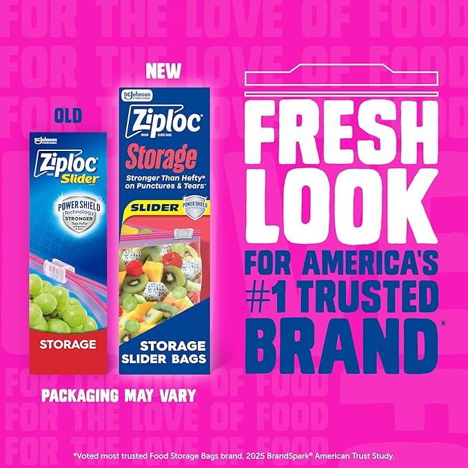 Ziploc Quart Food Storage Bags, Stand-Up Bottom, Easy to Fill, 76 Count (Packaging May Vary)