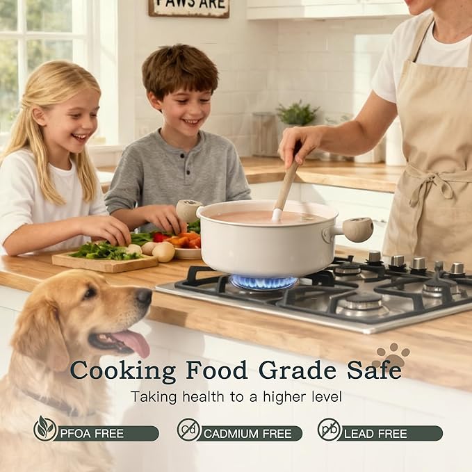 Astercook Pots and Pans Set Non Stick, Ceramic Cookware Set Non Toxic, 18 Pcs Dishwasher Safe Induction Cookware for Everyday Cooking & Kitchen Gifts