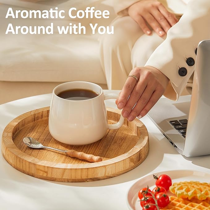Teocera 16oz Ceramic Coffee Mugs Set of 4 ??Stackable Latte Cups, Microwave, Dishwasher & Oven Safe ??Ideal for Coffee, Cappuccino, Hot Chocolate, Housewarming Gifts竊똚hite