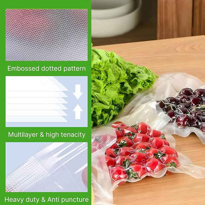 Vacuum Sealer Bags Rolls for Food Storage | 6 Pack, Includes 3 Rolls 11 x 20 ft and 3 Rolls 8 x 20 ft, BPA-Free, Extra Thick, Freezer Safe, Leakproof, Airtight Seal | Perfect for Meal Prep & Sous Vide