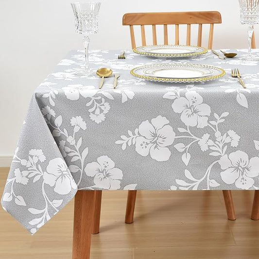 LOHASCASA Fall Sunflower Vinyl Waterproof Tablecloth, Rectangle Plastic PVC Oilcloth Tablecloths Wipeable Table Cloth Cover for 6 Foot Folding Tables, Kitchen, Dining Room Table 54x72 Inch