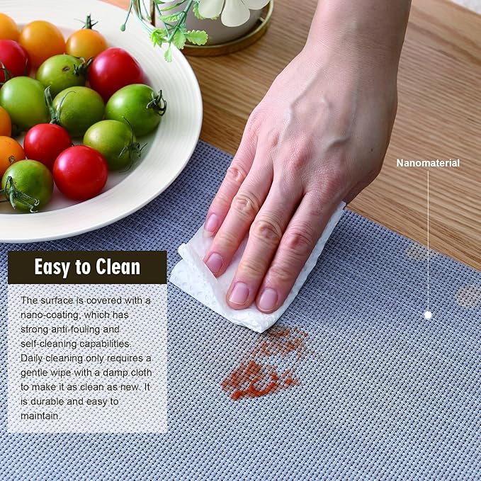 TOYASIX Nano-Air Color Mat:Temp-Triggered Placemat, Negative Ion & Eco-Friendly Nano Material,Fall Placemat& Kitchen Table Mats,Self-Cleaning&Easy-Clean,(??5??Blue/??5??Red)
