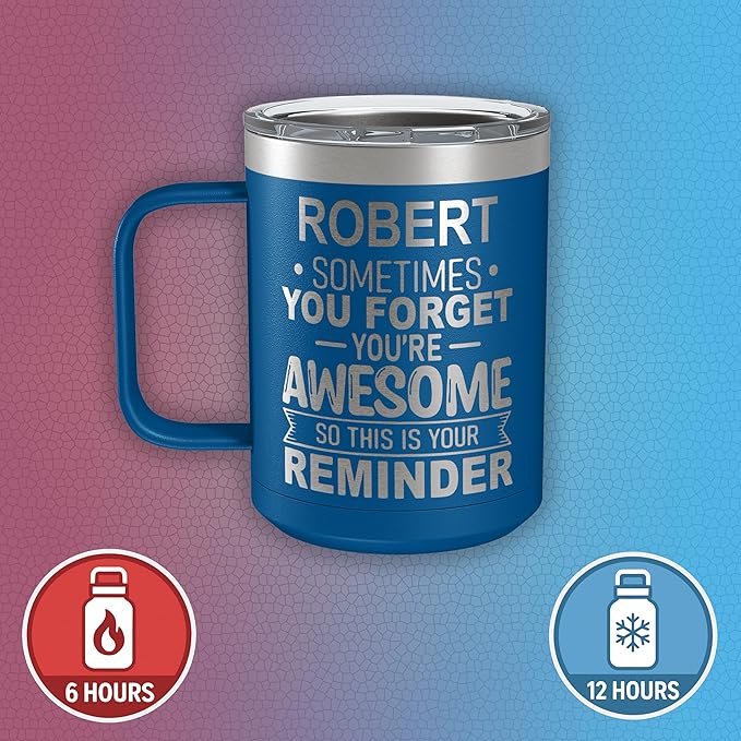 Personalized Inspirational Travel Coffee Mug, Inspirational Gifts for Men Dad Wife Sister Women, Custom Birthday For Him Her, Customized You?셱e Awesome Tumbler, Teacher Coworker Gifts 15oz Royal Blue