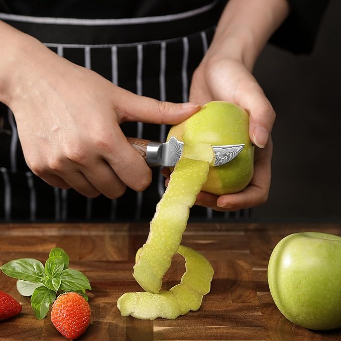 Wakoli EDIB Pro Damascus Peeling Knife ??Japanese Style Kitchen Knife | 2.4-Inch Genuine Damascus Steel Blade with VG10 Core | Ergonomic Pakkawood Handle | Professional Chef Knife in Gift Box