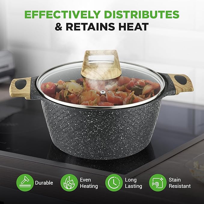 NutriChef 22?멠iece Non?멣tick Ceramic Pots and Pans Set ??For All Cooktops Including Induction ??PTFE & PFAS Free, Includes Bakeware & Utensils